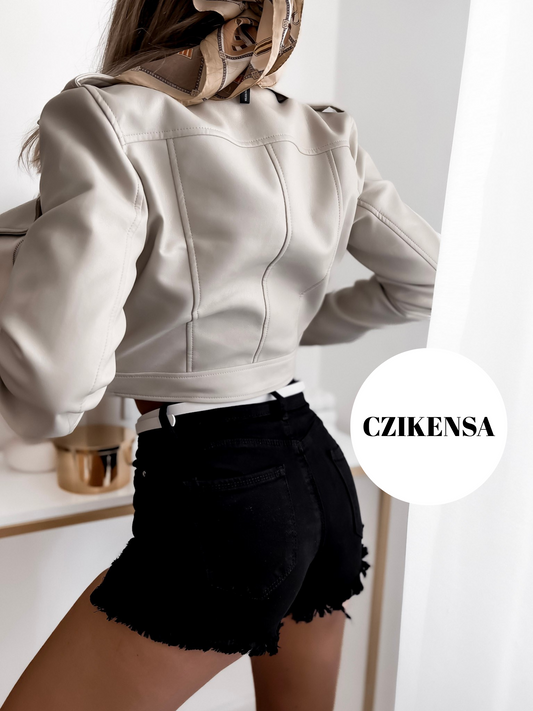 Spodenki jeansowe z paskiem push up CZARNE